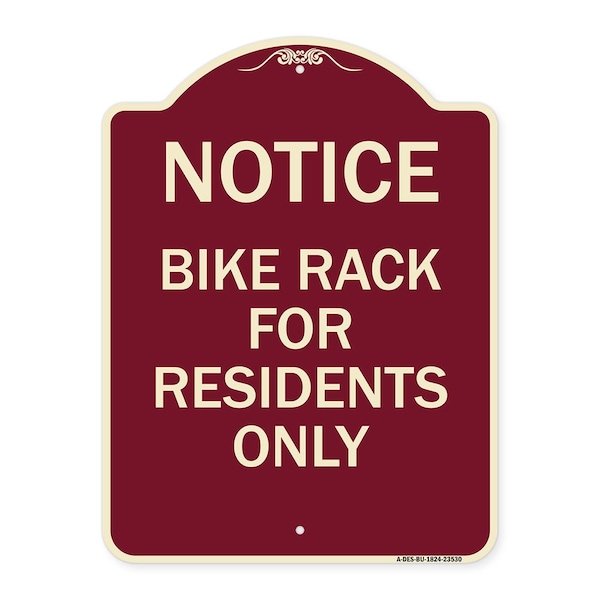 Bike Rack for Residents Heavy-Gauge Aluminum Architectural Sign, 24" x 18", BU-1824-23530